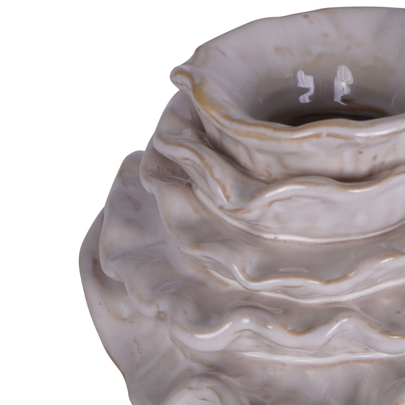 Layered Petals Ceramic Off White Vase Small